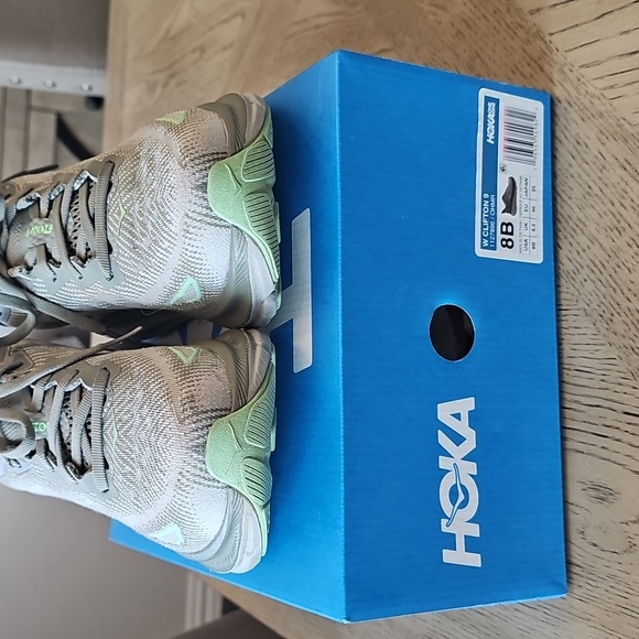 Hoka Gray and Green Running Shoes Size 8 Used - Picture 2 of 9